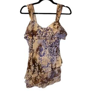 Vintage Y2k Babydoll Tank Top Cheetah Brown & Purple